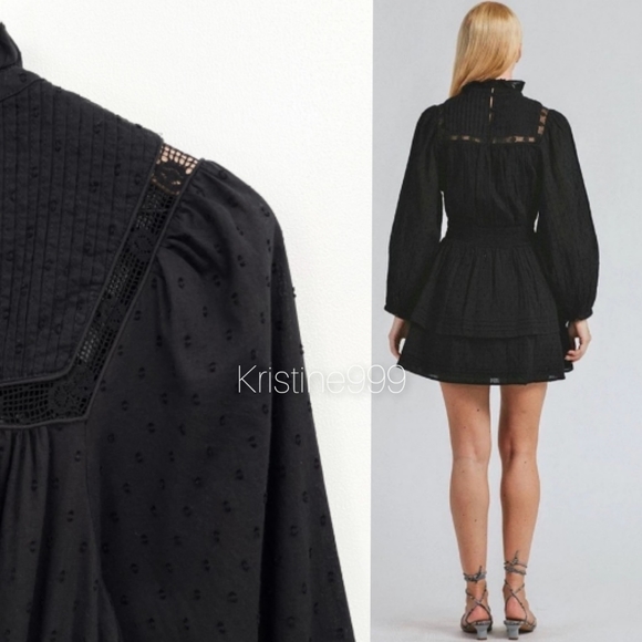 Cleobella Berit Mini Dress in Black Swiss Dot NEW size Small - Picture 5 of 10